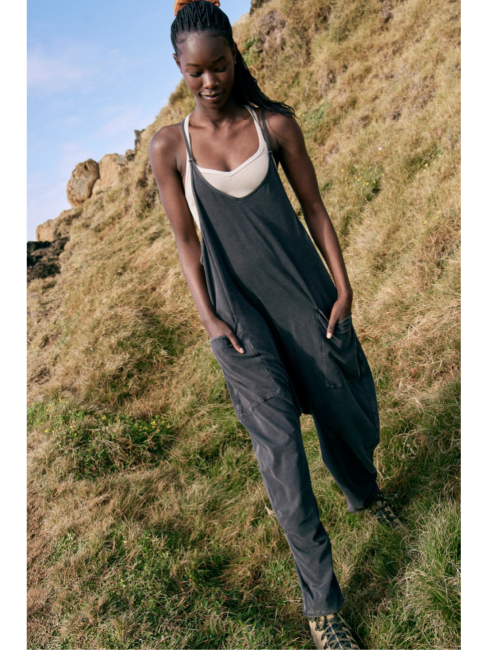 FP Movement Hot Shot Jumpsuit Size M Washed Black / Charcoal Grey